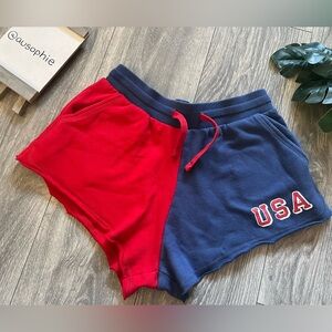 Modern Lux USA colorblock high waisted sweat shorts. Size S